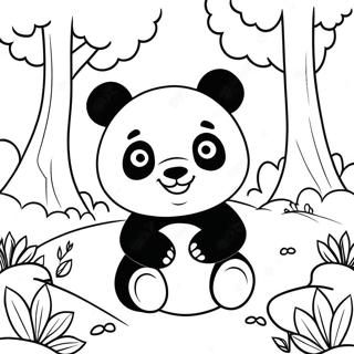 Susser Mimi Panda Der Im Wald Spielt Ausmalbild 17214-14474