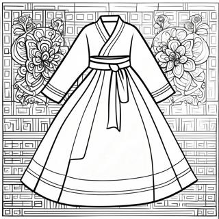 Traditionelles Koreanisches Hanbok Ausmalbild 17405-14619