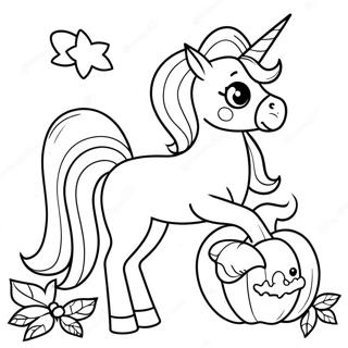 Glitzerndes Halloween Einhorn Mit Kurbis Ausmalbild 17475-14673