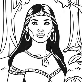 Pocahontas Im Wald Ausmalbild 1792 1480