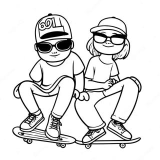 Coole Homies Mit Skateboards Ausmalbild 18766-15707