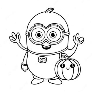 Niedlicher Halloween Minion Mit Kurbis Ausmalbild 18889-15801