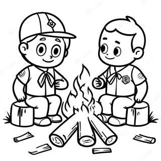 Ausmalbild Der Lagerfeuerszene Der Cub Scouts 18979-15874