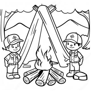 Ausmalbild Der Lagerfeuerszene Der Cub Scouts 18979-15875