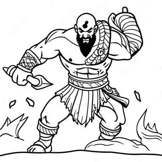 Kratos In Kampfpose Ausmalbild 19349-16170