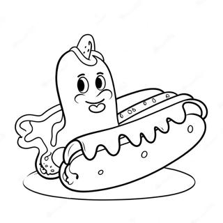 Niedlicher Cartoon Hot Dog Ausmalbild 19819-18505