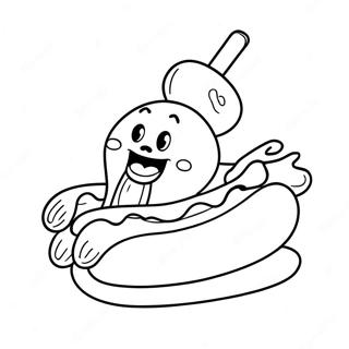 Niedlicher Cartoon Hot Dog Ausmalbild 19819-18506