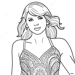 Taylor Swift In Einem Atemberaubenden Roten Kleid Ausmalbild 19929-18596