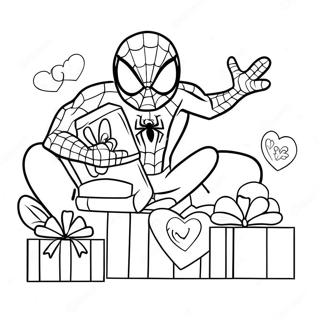 Spiderman Mit Valentinstagsgeschenken Ausmalbild 20362-18913