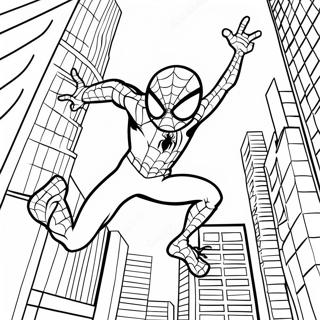 Spider Man Schwingt Durch Die Stadt Ausmalbild 22204-20512