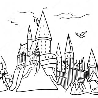 Hogwarts Schloss Mit Schneebedecktem Hintergrund Ausmalbild 23094-21215