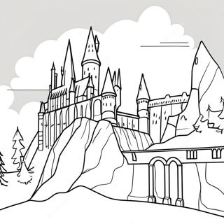 Hogwarts Schloss Mit Schneebedecktem Hintergrund Ausmalbild 23094-21216