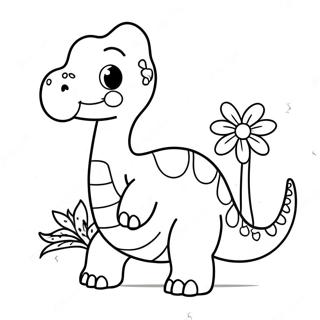 Susser Brontosaurus Mit Blumen Ausmalbild 23634-21818