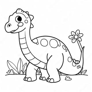 Susser Brontosaurus Mit Blumen Ausmalbild 23634-21819