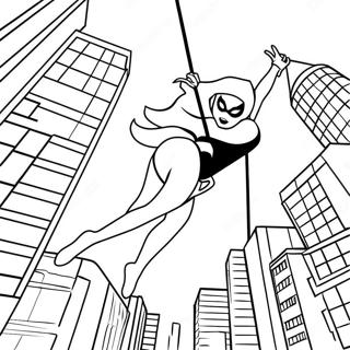 Spider Gwen Schwingt Durch Die Stadt Ausmalbild 24395-22420