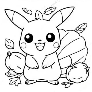 Pikachu Mit Erntedank Truthahn Ausmalbild 24455-22467