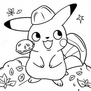 Pikachu Mit Erntedank Truthahn Ausmalbild 24455-22468