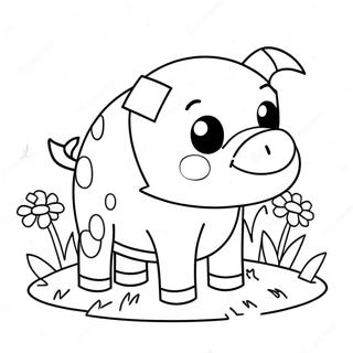 Niedliches Minecraft Schwein Mit Blumen Ausmalbild 24956-22859