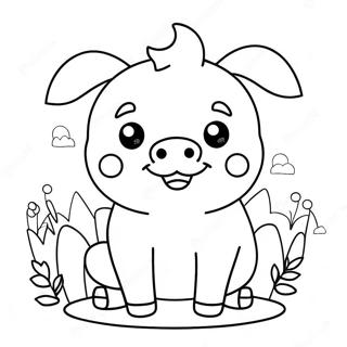 Kawaii Susses Schwein Ausmalbild 25295-23128