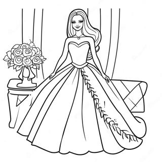 Elegante Hochzeits Barbie Im Kleid Ausmalbild 25566-23534