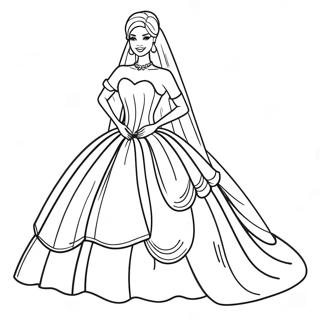 Elegante Hochzeits Barbie Im Kleid Ausmalbild 25566-23535