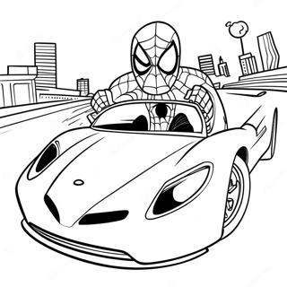 Spiderman Fahrt Ein Schnelles Auto Ausmalbild 25997-23870