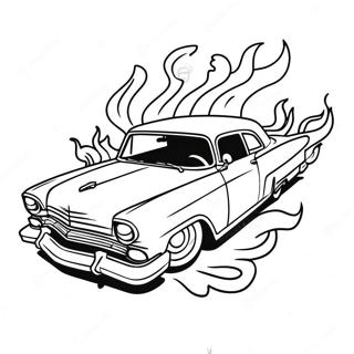 Klassischer Chicano Lowrider Mit Flammen Ausmalbild 26147-23989