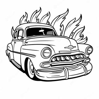 Klassischer Chicano Lowrider Mit Flammen Ausmalbild 26147-23990