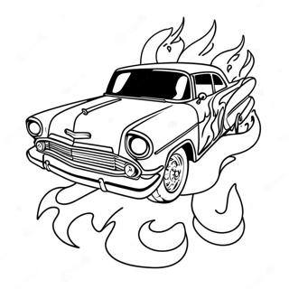 Klassischer Chicano Lowrider Mit Flammen Ausmalbild 26147-23991