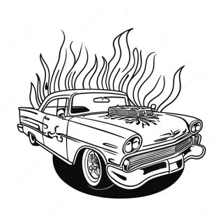 Klassischer Chicano Lowrider Mit Flammen Ausmalbild 26147-23992