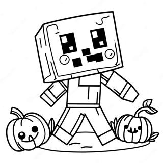 Niedlicher Minecraft Zombie Mit Kurbis Ausmalbild 27534-25069