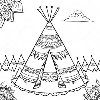 Buntes Teepee Mit Mustern Ausmalbild 27704-25205