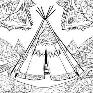 Buntes Teepee Mit Mustern Ausmalbild 27704-25206