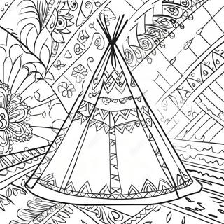 Buntes Teepee Mit Mustern Ausmalbild 27704-25207