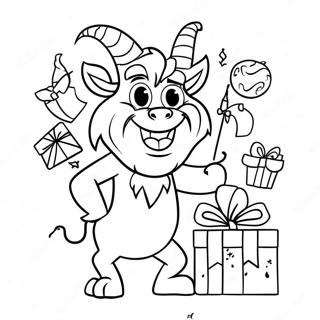 Verspielter Krampus Mit Geschenken Ausmalbild 27744-25239