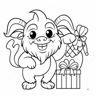 Verspielter Krampus Mit Geschenken Ausmalbild 27744-25240