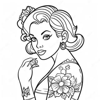 Vintage Tattoo Pin Up Ausmalbild 28587-25885