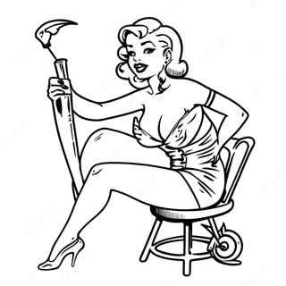 Vintage Tattoo Pin Up Ausmalbild 28587-25886