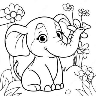 Horton Mit Bunten Blumen Ausmalbild 28627-25917