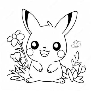 Niedliches Pikachu Mit Blumen Ausmalbild 28697-25973