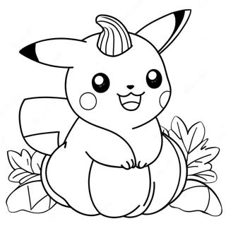 Niedlicher Pikachu In Einem Kurbis Ausmalbild 29267-26432