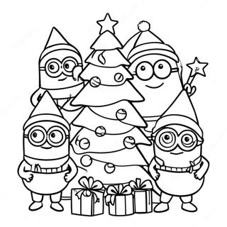 Festliche Minions Schmucken Einen Baum Ausmalbild 29558-26654