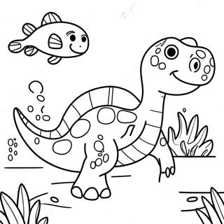 Freundlicher Wasser Dinosaurier Schwimm Ausmalbild 29778-26831