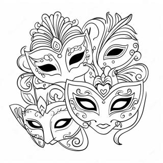 Elegante Maskenballmasken Ausmalbild 30879-27697