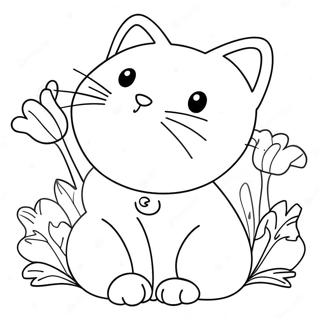 Niedliche Katze Mit Blumen Ausmalbild 31199-27956