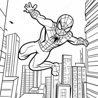 Spider Man Schwingt Durch Die Stadt Ausmalbild 32702-17041