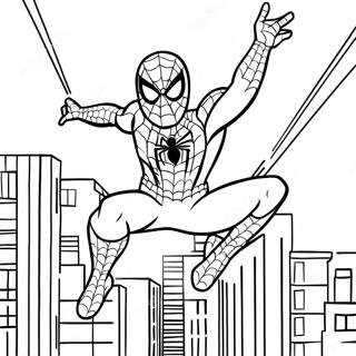 Spider Man Schwingt Durch Die Stadt Ausmalbild 32702-17043