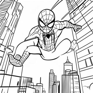 Spider Man Schwingt Durch Die Stadt Ausmalbild 32702-17044