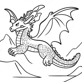 Majestatischer Drache Der Uber Berge Fliegt Ausmalbild 33292-17510