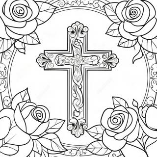 Kreuz Mit Schonen Rosen Ausmalbild 35043-29166